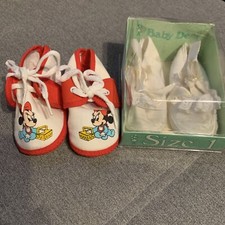 Vintage BABY DEER / Disney Babies Shoes Size 1 Lace Ribbon Ties