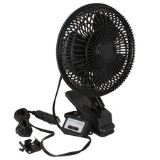 Black 12-Volt 6" Car Clip-On or Dash Mount Fan