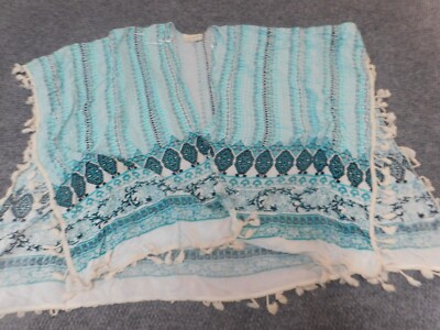 Bobbie Brooks Womens Sweater Cape One Size blue