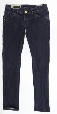 Vivid Damen Blau Baumwollmischung Skinny Jeans Größe 10 L31 Extra-Slim