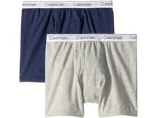 Calvin Klein Kids Grey Blue 2-Pack Modern Cotton Boxers Size Large L99717