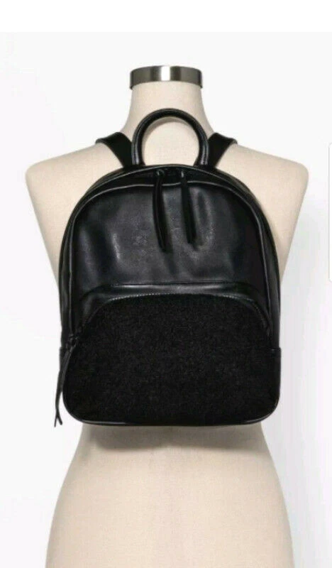 Women's Faux Leather and Faux Fur MINI Backpack  Mossimo Supply Co Black  - Image 2 of 4