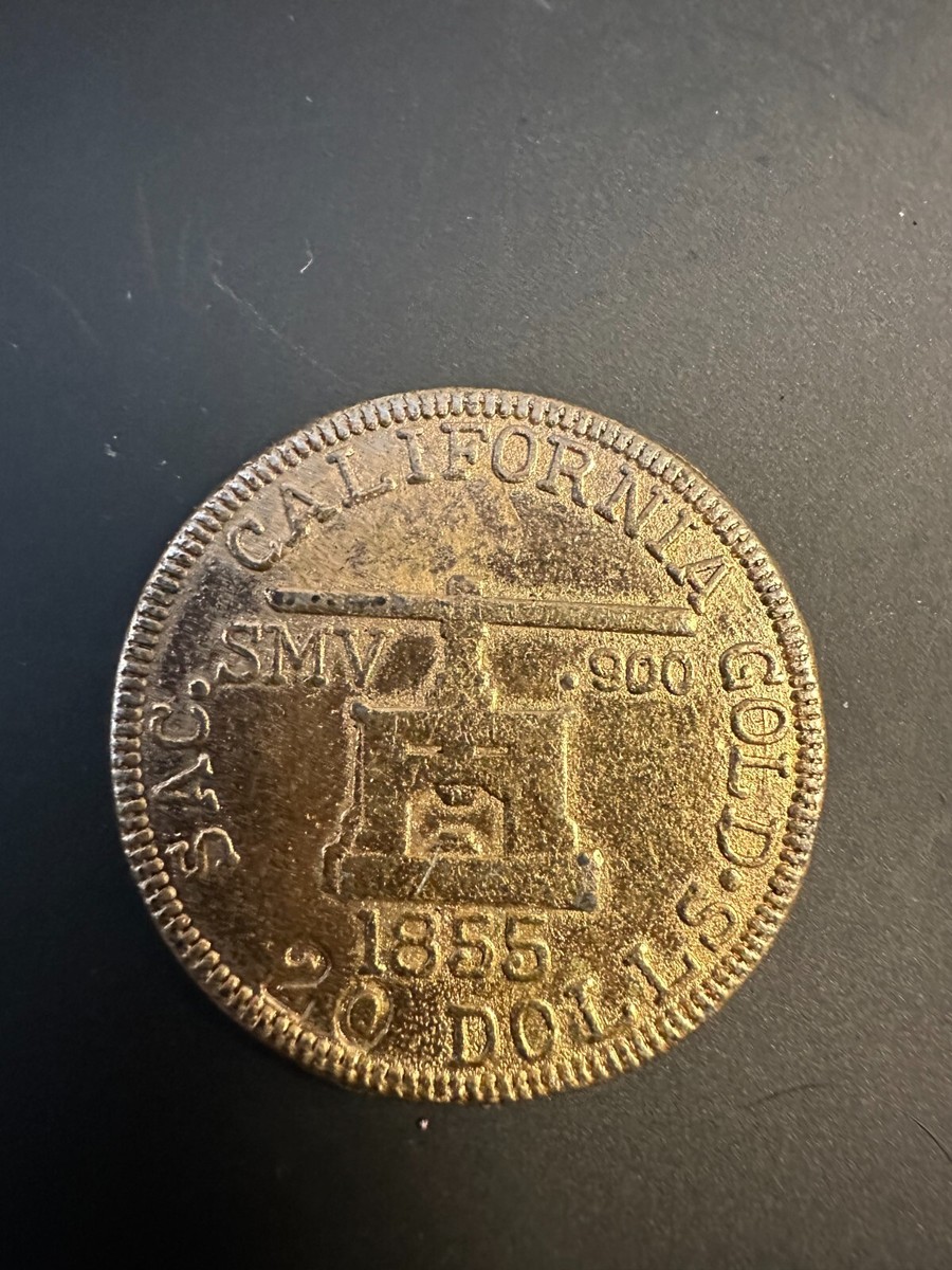Blake & Co Assayers 1855 20 Dollar California Gold Souvenir Token