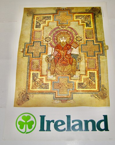 VINT. IRELAND TOURISM ORIGINAL POSTER-SAINT JOHN THE BOOK OF KELLS-TRINTY,DUBLIN