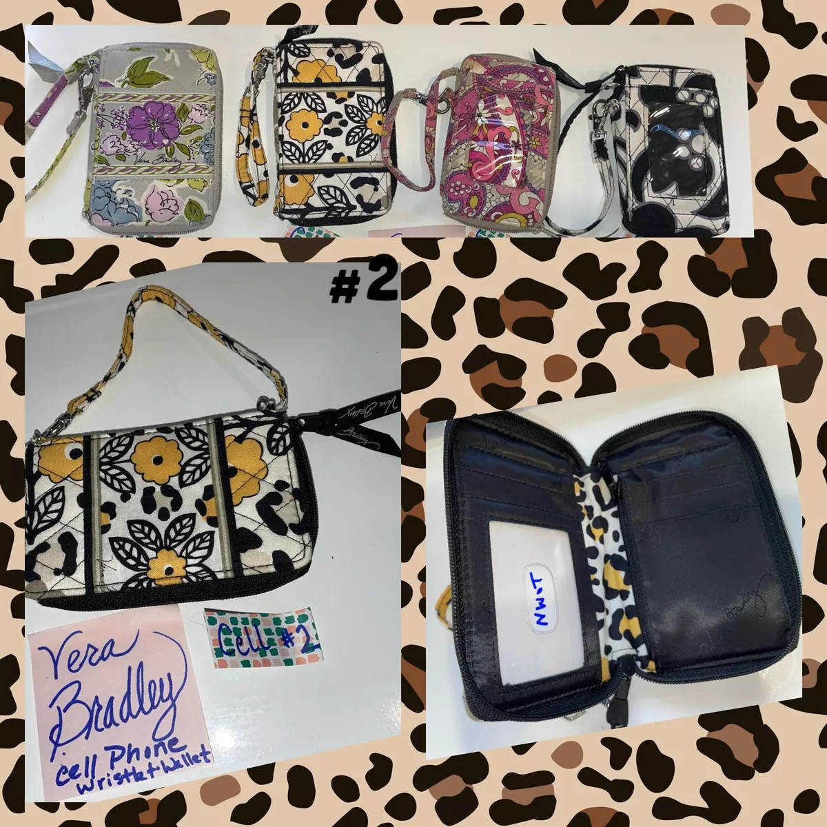 Vera Bradley Wristlet Wallet Cell Phone Holder Yellow Floral