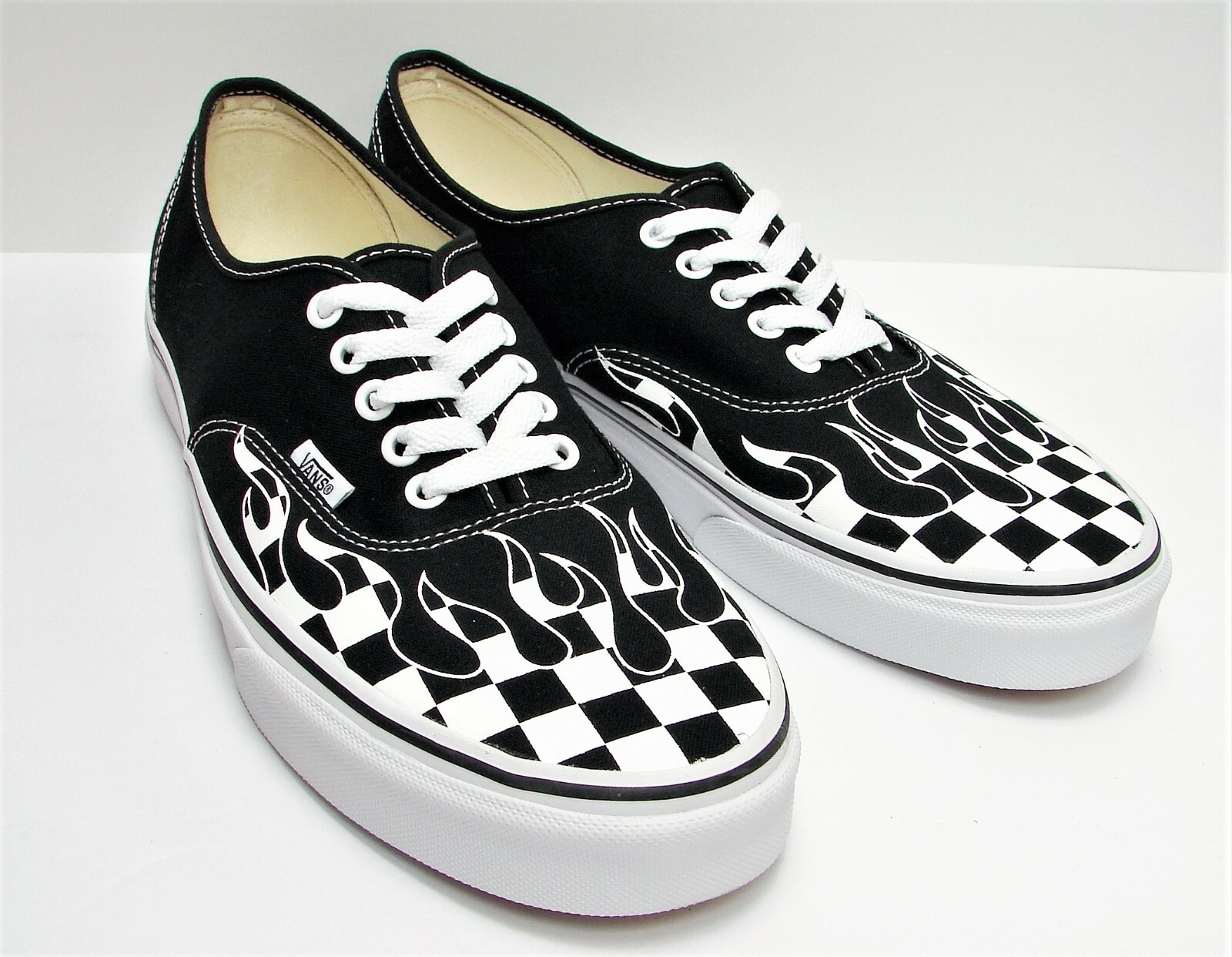 vans authentic checker flame shoes