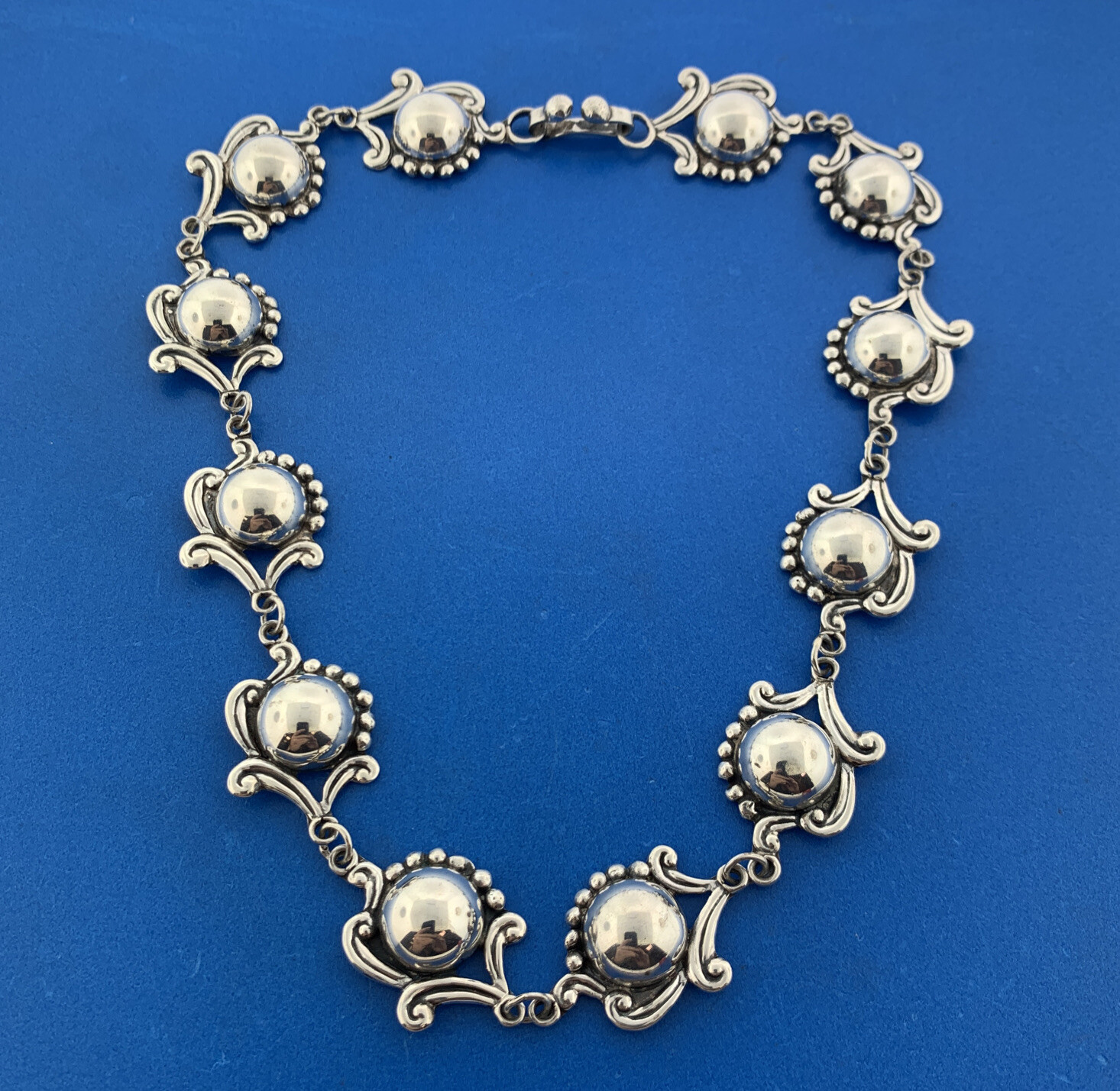 Mid Century Taxco Artisan LS Sterling Silver Scroll A… Gem