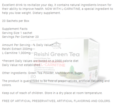 reishi green tea with ganoderma and l-carnitine reviews ORIGINAL Size:60 Sublingual Tablets oral caps Khloe Lemon set the