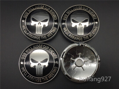 4x 60mm Auto Car Wheel Center Hub Cap Badge Emblems Skull Decal Sticker