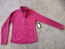 Girl's Outerwear Zipper Fleece Jacket, Wine Stripe, Pockets, Large 14/16 , New