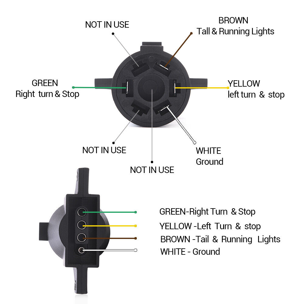 7 Pin Blade to 4 Pin Flat Trailer Adapter Wiring Plug For RV Tow Truck Lights | eBay