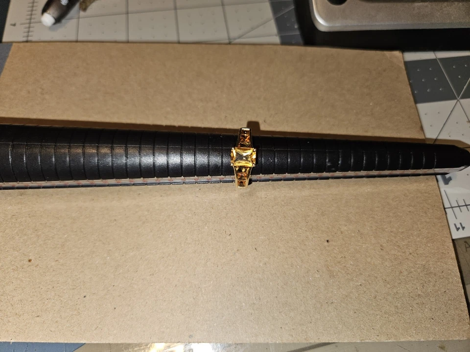 Anel de opala de fogo de ouro amarelo 14K  - Imagem 4 de 4