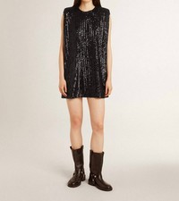 Golden Goose Sleeveless Tee Dress Black Sequin