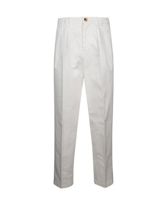 BRUNELLO CUCINELLI MEN'S WHITE PLEATED TAILORED TROUSERS MSRP $1100