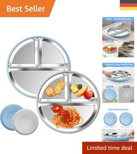 Elegant gestaltete Edelstahl Baby Teller mit Saugnapf und Silikon&uuml;berzug, 20cm