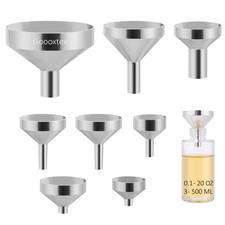 Goooxtex Small Metal Funnels Mini Funnel 8 Size Tiny Bottle Funnel, Miniature...