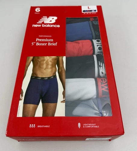 New Balance L Confezione 6 Slip Boxer Performance Premium Multicolore Nero Rosso Grigio