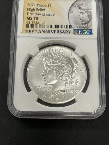2021 Silver Peace Dollar High Relief - NGC MS 70 - FIRST DAY OF ISSUE - 100TH