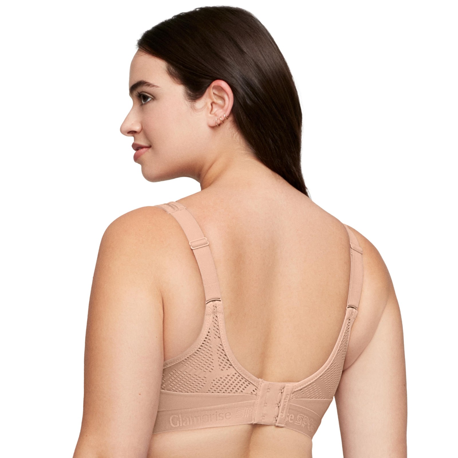 Plus Size Plus Size Breathable Mesh Non-Wired Sports Bra No. 1068, Skin, ... image 7