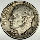 1957- P Roosevelt Dime - Circulated Condition - 90% Silver - US Coin - 3962