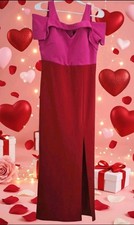 Nightway Colorblock Gown Dress Pink Red Off Shoulder Cold Shoulder Formal 12 New
