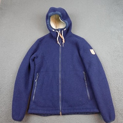 Fjallraven Polar Fleece Jacket Womens Small Blue Hooded Sherpa Lined 89910