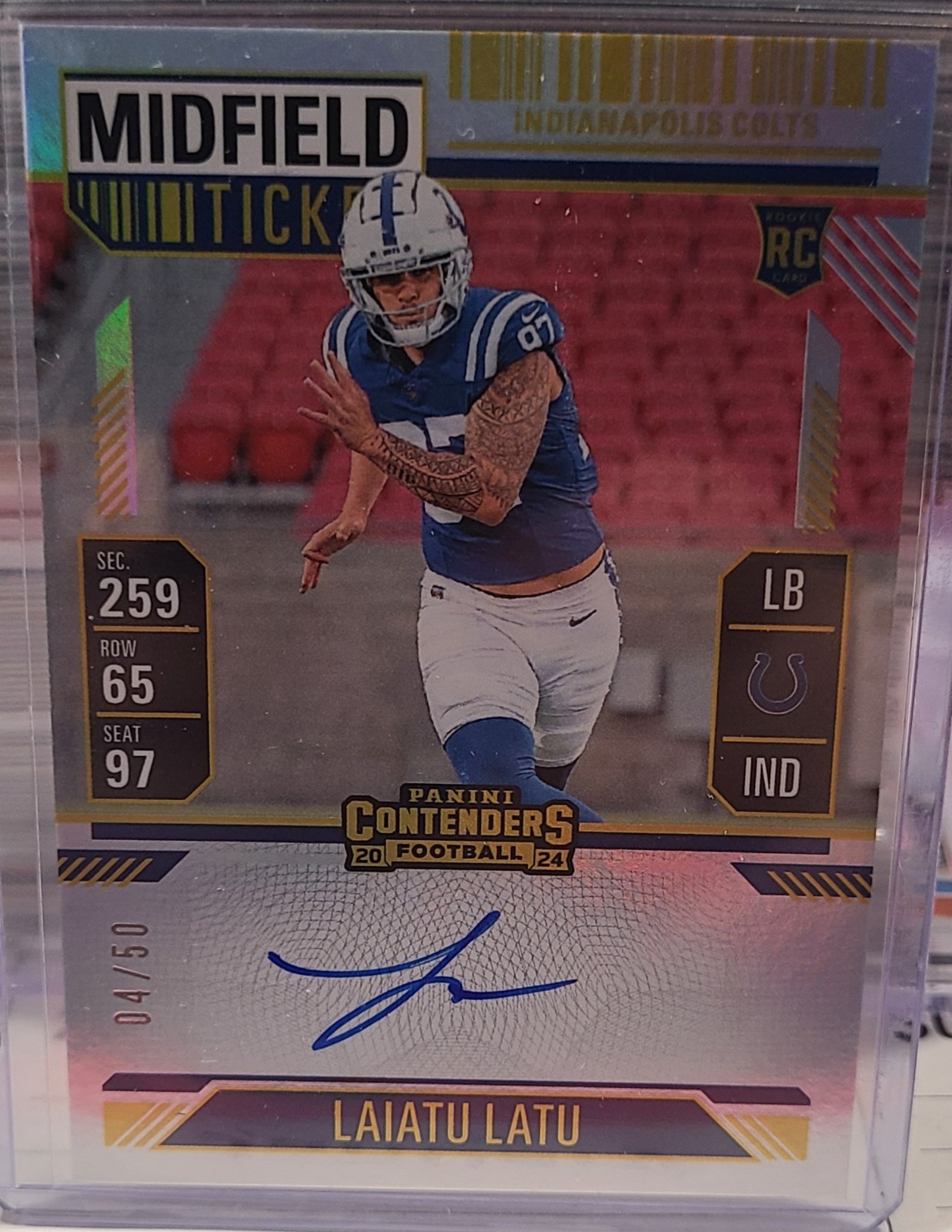 2024 Panini Contenders - Rookie Ticket RPS Laiatu Latu #129 Midfield Ticket /50