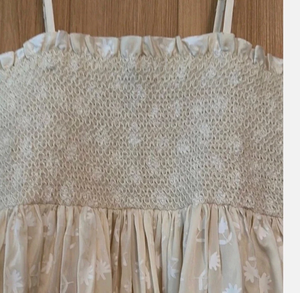 Vestido ajustado de seda Tory Burch - Talla 4 - Beige estampado de margaritas dispersas - $798 nuevo sin etiquetas Foto 3 de 4