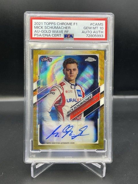 2021 Topps Chrome Formula 1 - Mick Schumacher Gold Wave Auto /50 PSA 10