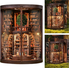 Book Nook Kits for Adults, Library Booknook Kit DIY Miniature Dollhouse Book Noo