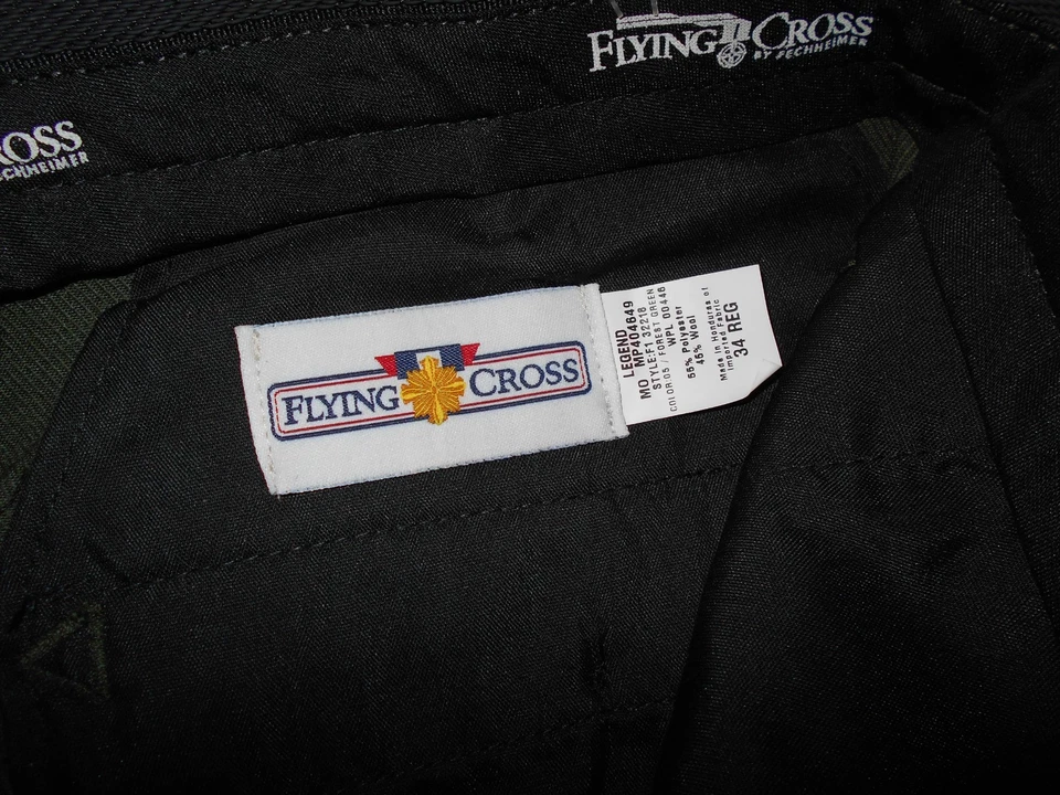 2 PAIRS FLYING CROSS NEW! LEGEND MENS 34 REG OLIVE GREEN WOOL BLEND PANTS     A3 - Image 4 of 4