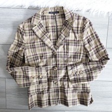 Vintage Theory Plaid Cotton Triple Button Blazer Clueless 90s Y2K Made in USA 4