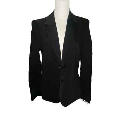 Escada Sport Black Houndstooth Panel Blazer 2-Button Notch Lapel, Size 38