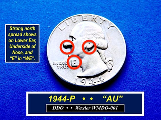 1944 P Washington Quarter ➪ "AU" Details ➪ DDO as Pictured ➪ 244Pdd