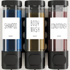 Shampoo and Conditioner Dispenser for Shower Wall Soap 3 Chamber No Drill