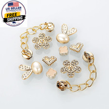 10 Pcs Fashion Shoe Charms Buckles DIY Rhinestone Flower Sandals Accessories Pea