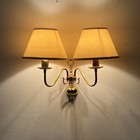 Applique vintage in ottone lucido  a due fiamme luci Lampade stile antico parete