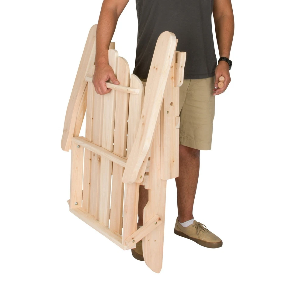 SHINE COMPANY TRADITIONAL CEDAR WOOD FOLDING ADIRONDACK CHAIR IN - BEIGE - Image 2 of 4