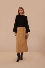$ 230 NWOT Farm Rio Brown Yoked Midi Skirt Size S