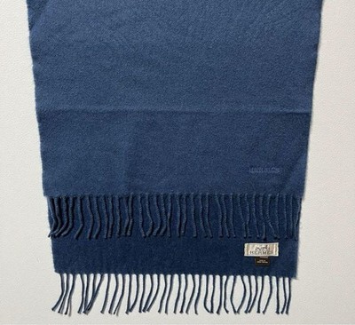 HERMES Cashmere Scarf マフラー カシミヤ 袋,箱付 Hermes Blue Cashmere Scarf Unisex Soft Warm Used Box Included | eBay