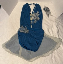 Adult Large Custom Dance Costume Solo Lyrical Contemporary Competition Teen Blue