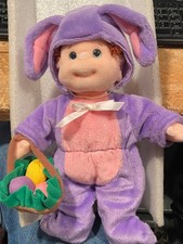 Ty Beanie Kids Curly Plush w/ Beanie Gear Purple Easter Bunny Outfit w/Basket x2