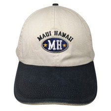Maui Hawaii MH Slideback Hat Beige One Size Embroidered Cotton Deluxe