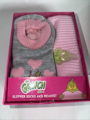 THE GRINCH BOX SET HAT & SLIPPER SOX  SIZE L/XL NEW in BOX!