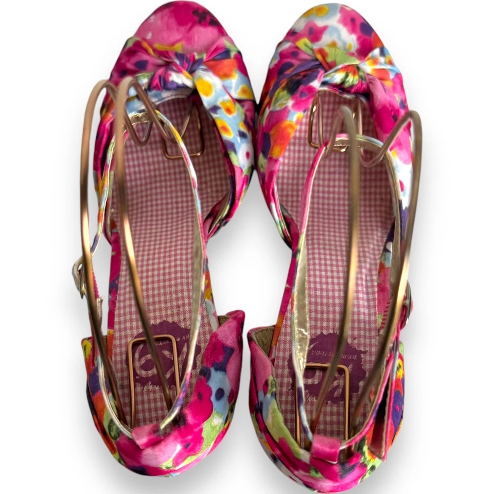 K9 Rocket Dog Floral Ankle Strap Stilettos Pumps Heels Pink Women's Size 10M - Image 3 of 4