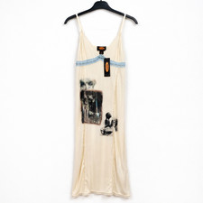 Urban Outfitters- Archive Ivory Graphic Slip Dress Lace Trim – Size Medium