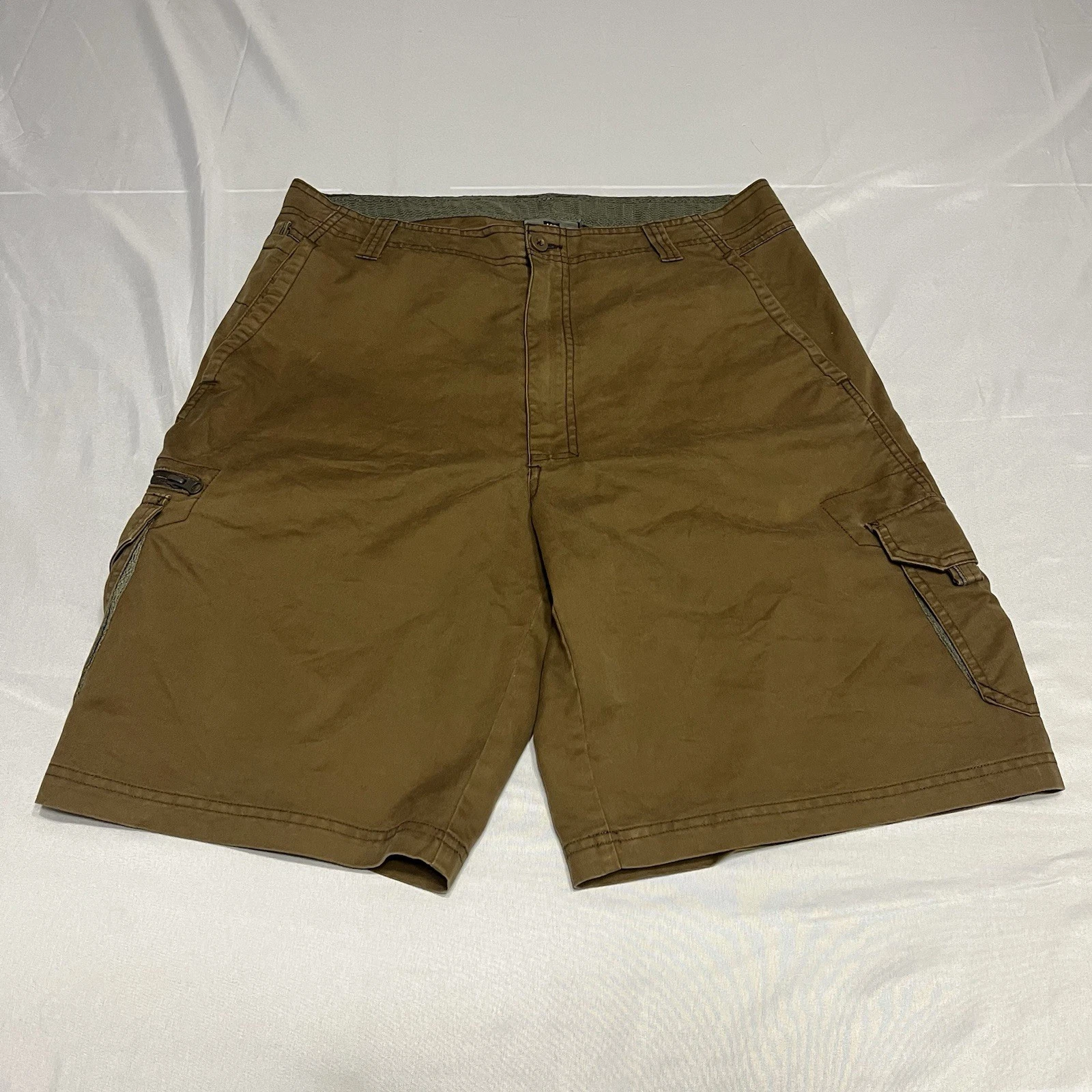 Rei Cargo Shorts Mens 34 Brown Performance Hiking Outdoor Cotton 10” Inseam