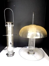 2 ASPECTS HANGING FEEDERS, 14" SEED TUBE & MESH PEANUT FEEDER W WEATHER DOME