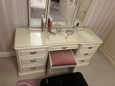 Juno Olympus Pedestal Dressing Table with Mirror and Stool In Cream Very Heavy