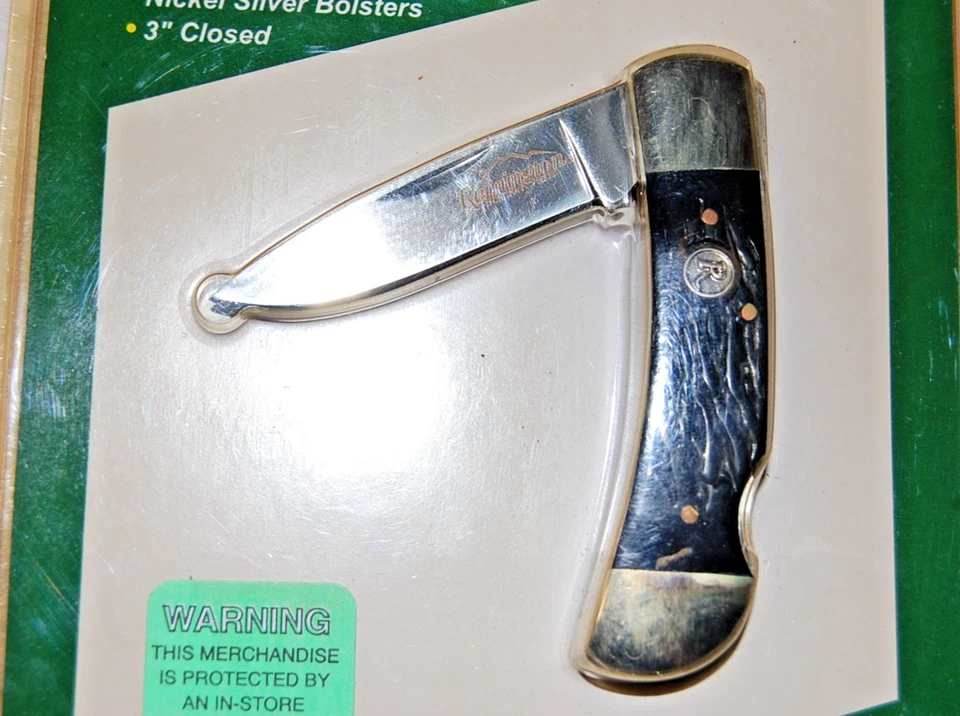 Navaja de Bolsillo Plegable Remington Delrin Negra para Caballeros con Bloqueo Nueva de Lote Antiguo Foto 2 de 4